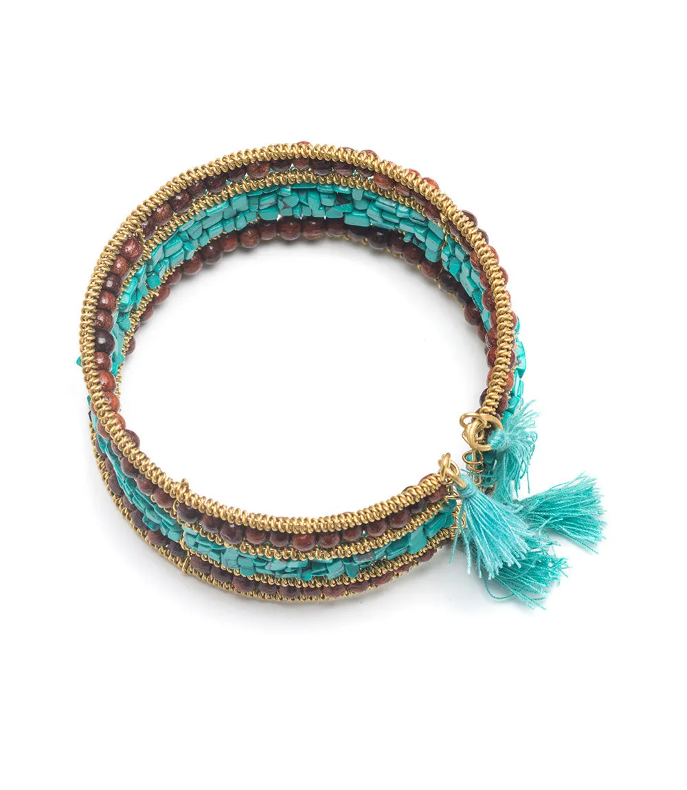 Shanthi Cuff Turquoise and Wood Bracelet