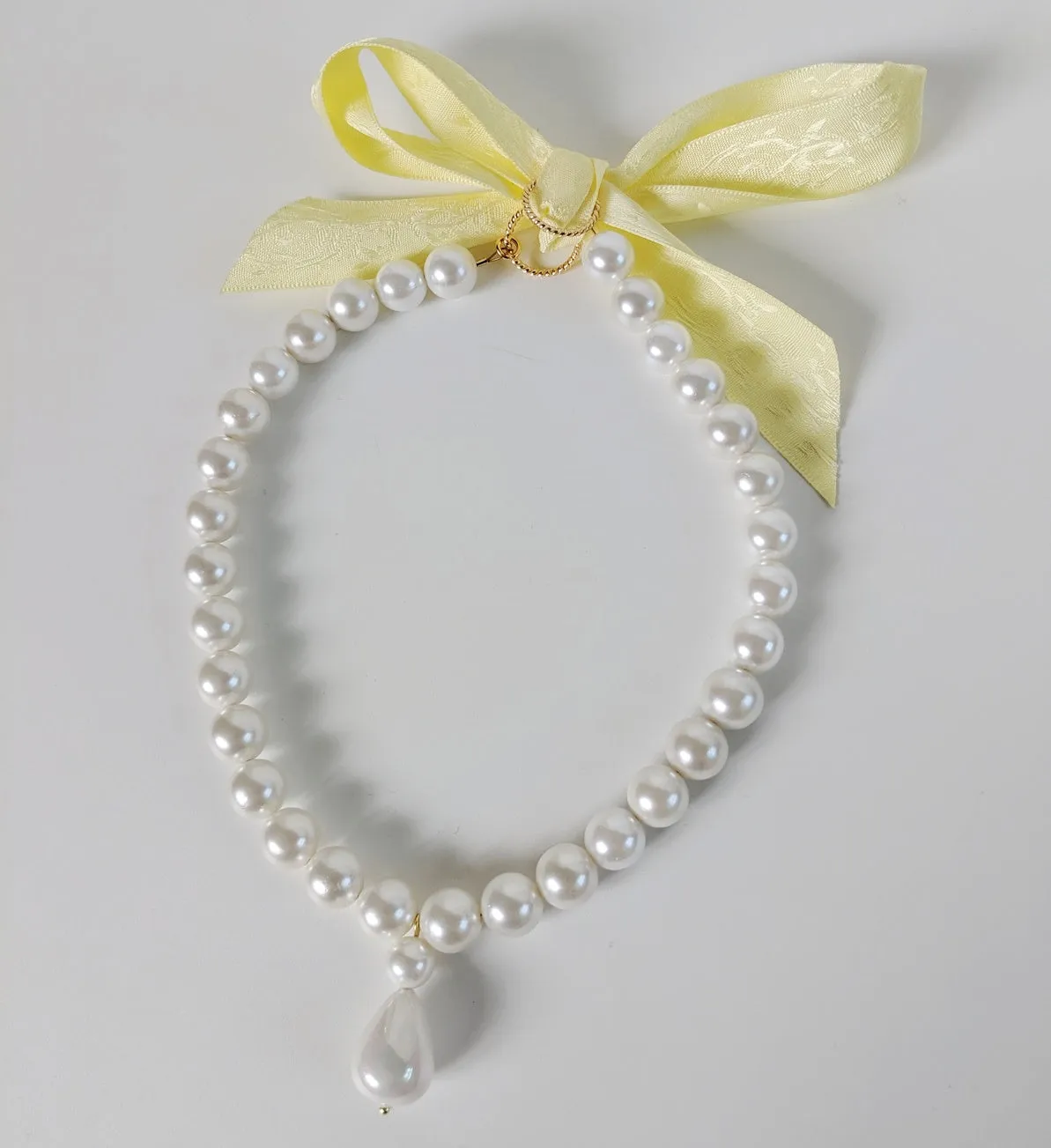 Shell Pearl Necklace - Medium Single Strand with Teardrop