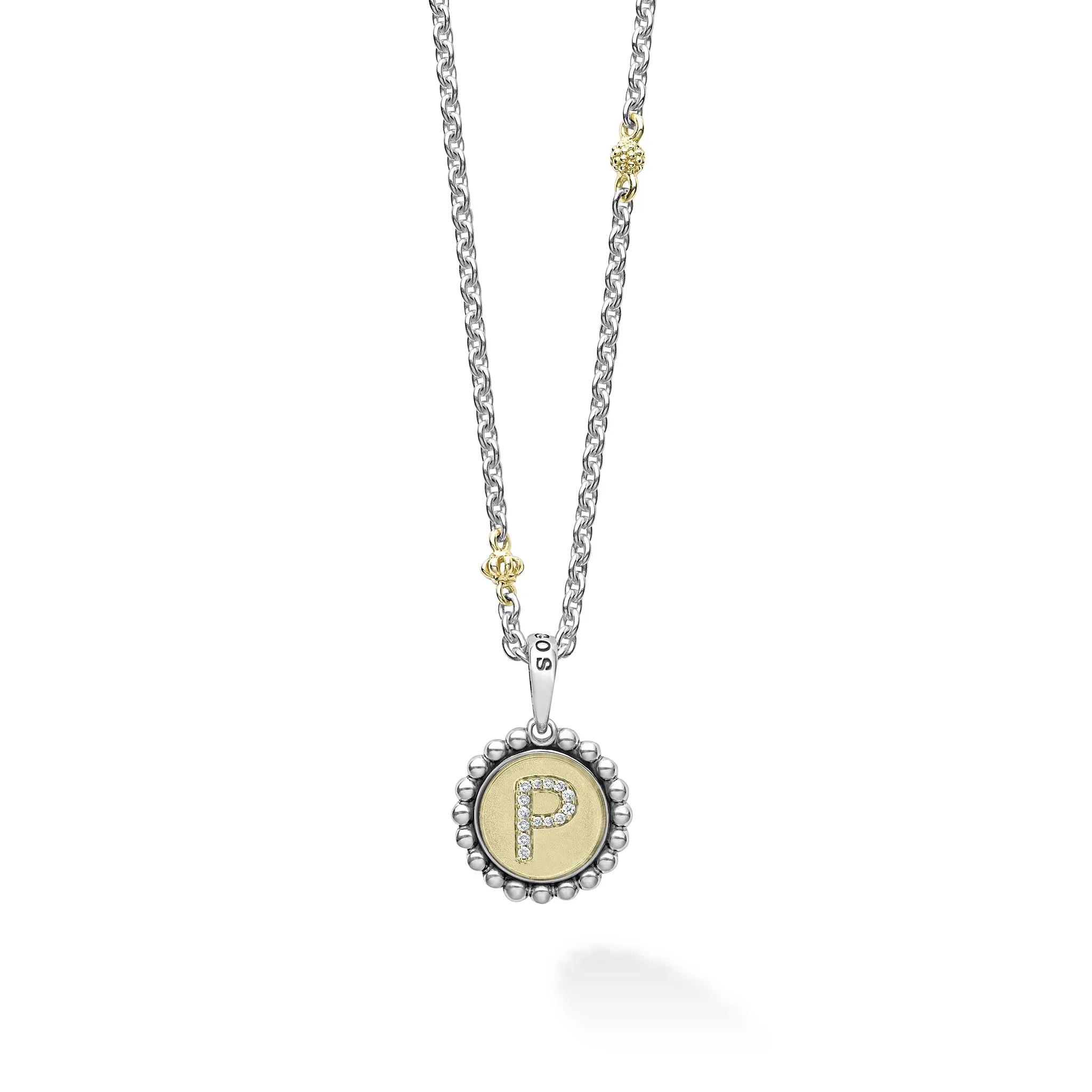 Signature Caviar P Initial Diamond Charm Necklace