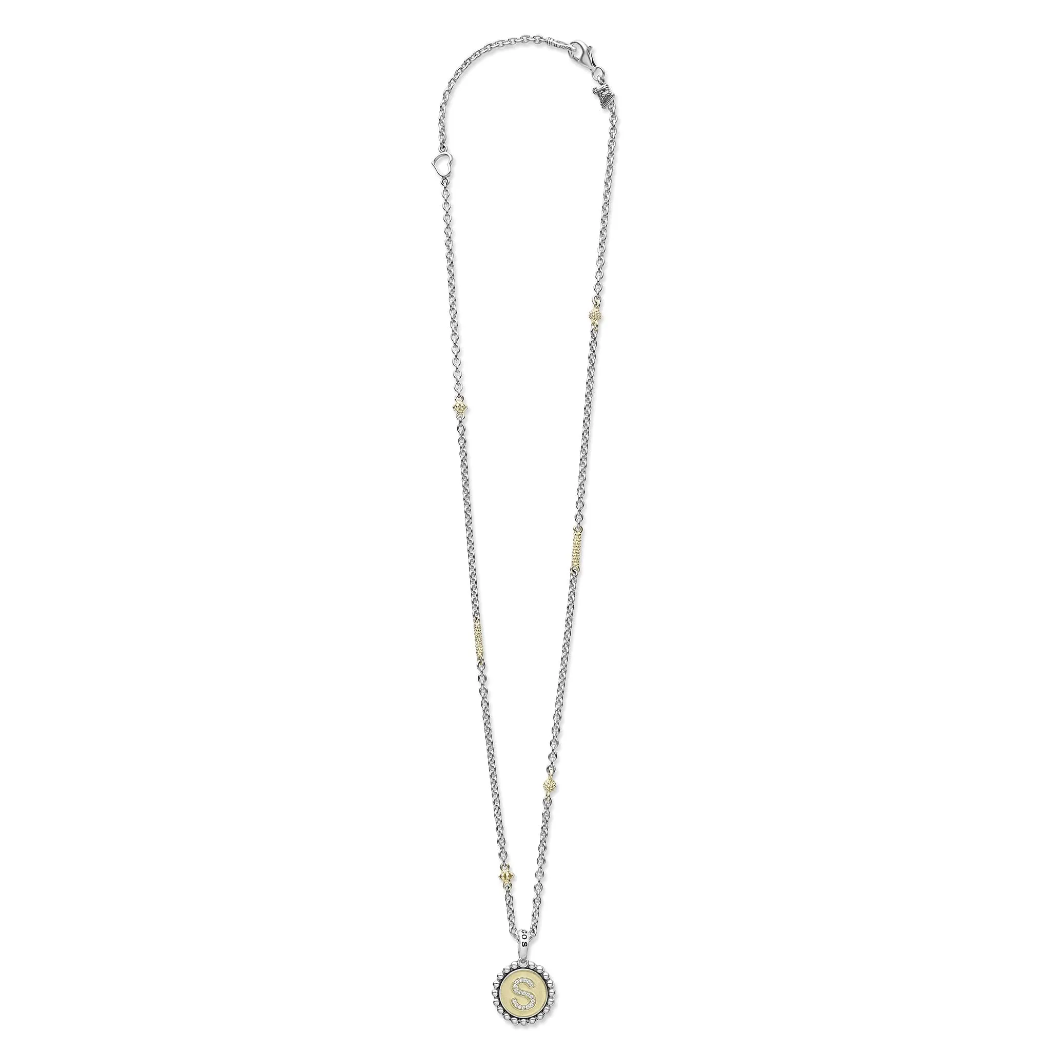 Signature Caviar S Initial Diamond Charm Necklace