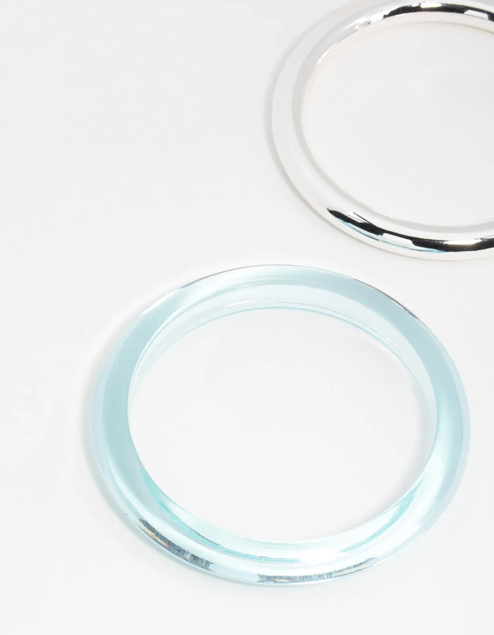 Silver & Blue Acrylic Bangles 2-Pack