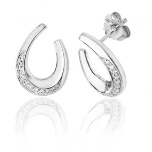 Silver & Co "U" Shape Cubic Zirconia Stud Earrings SEG0065CZ