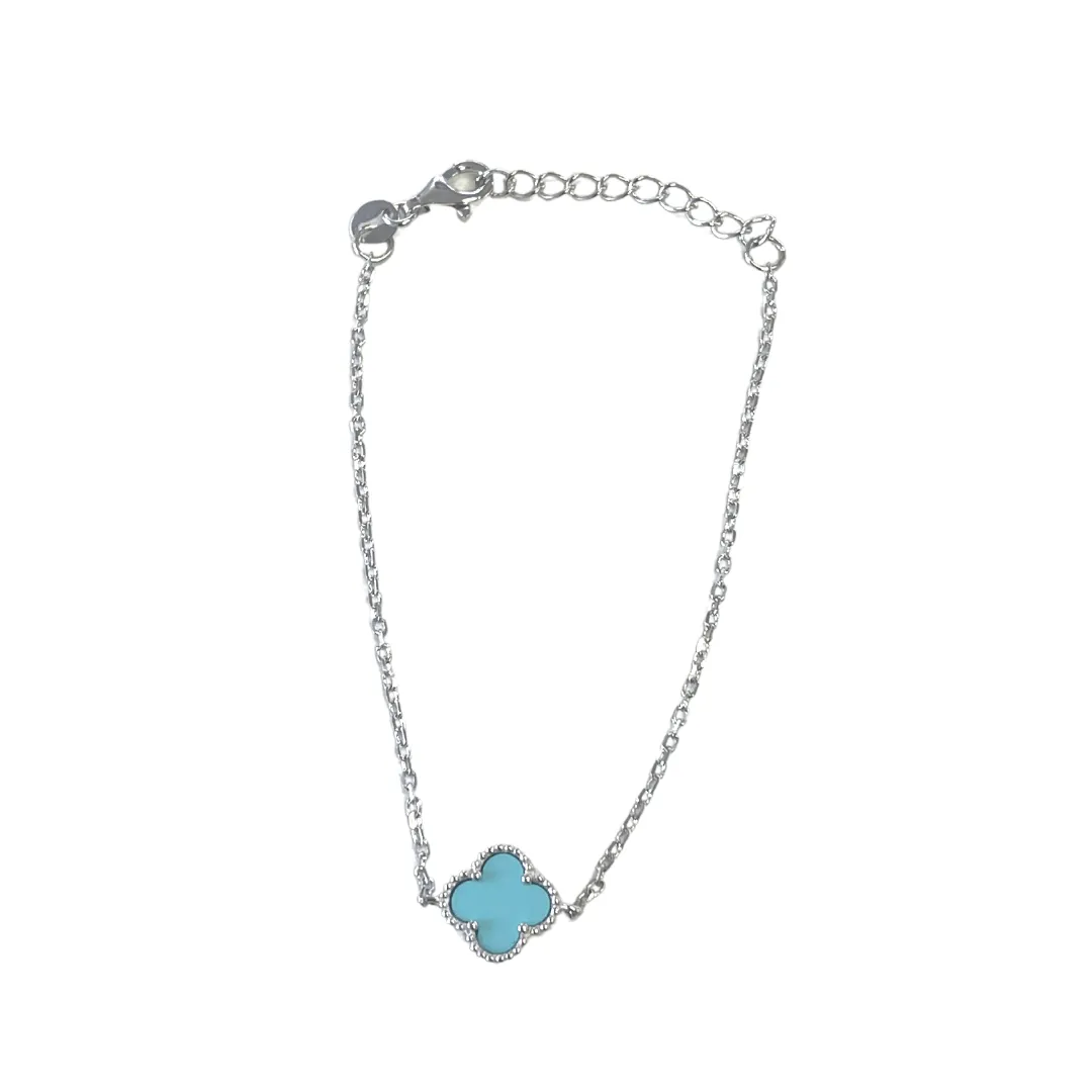 Silver Bracelet with Turquoise Clover