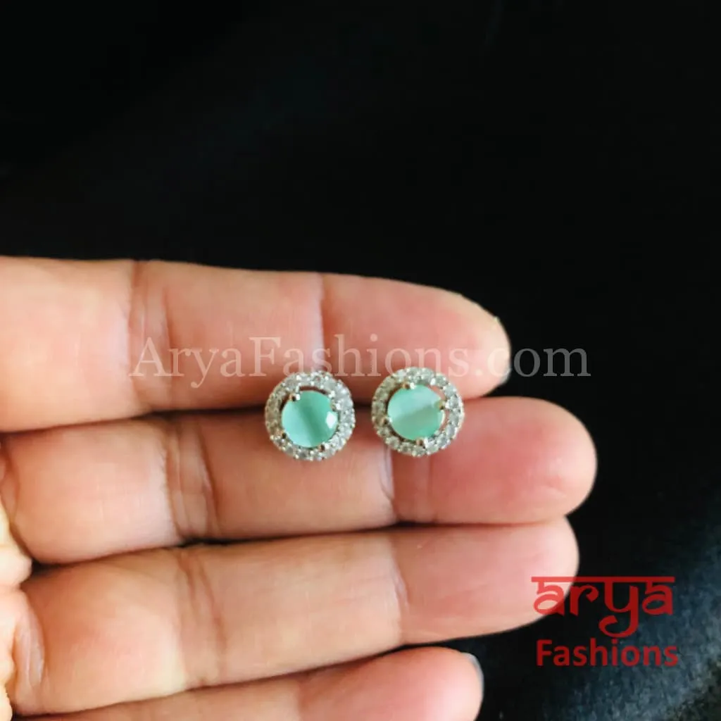 Silver Micro CZ Round Studs