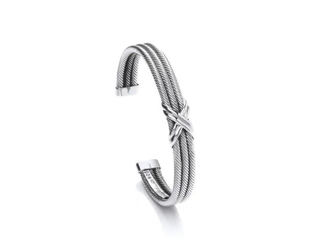 Silver Single Kiss Cuff Bangle