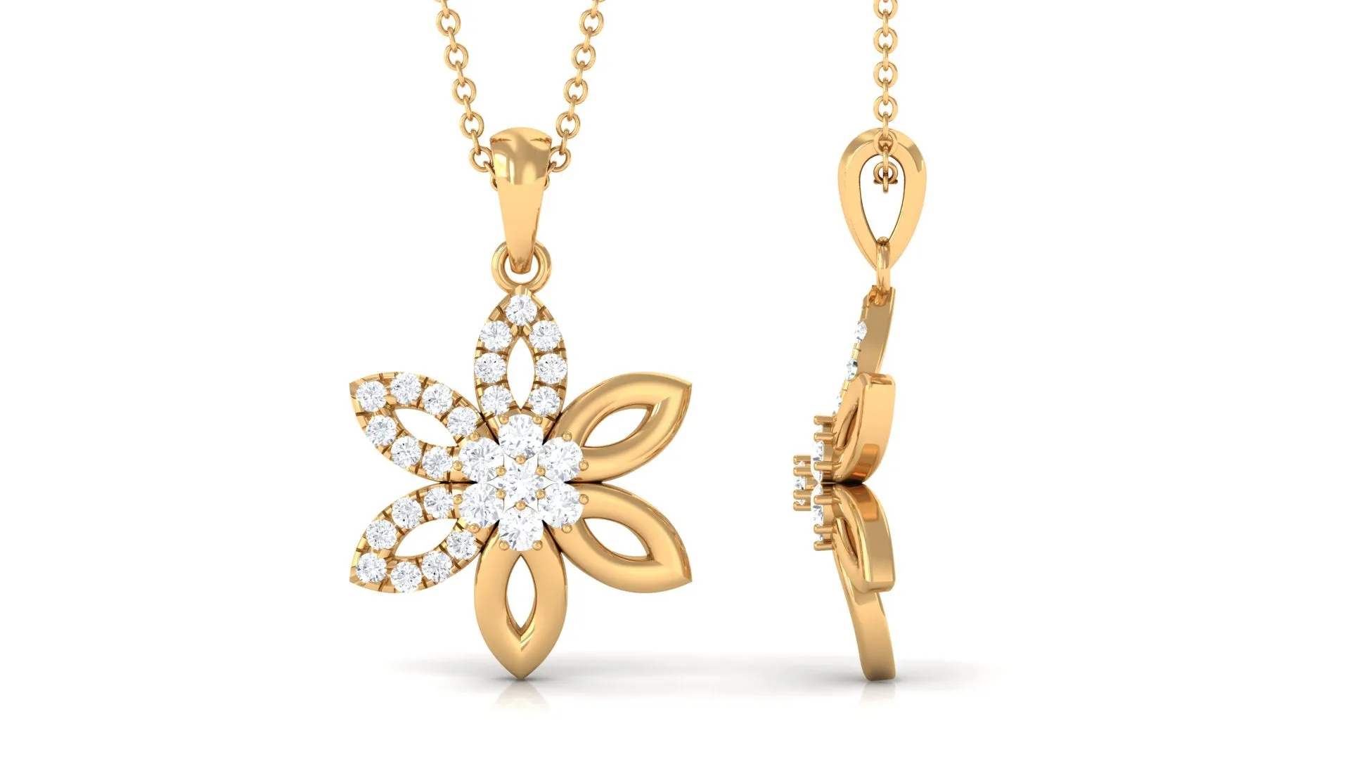 Simple Moissanite Flower Pendant Necklace