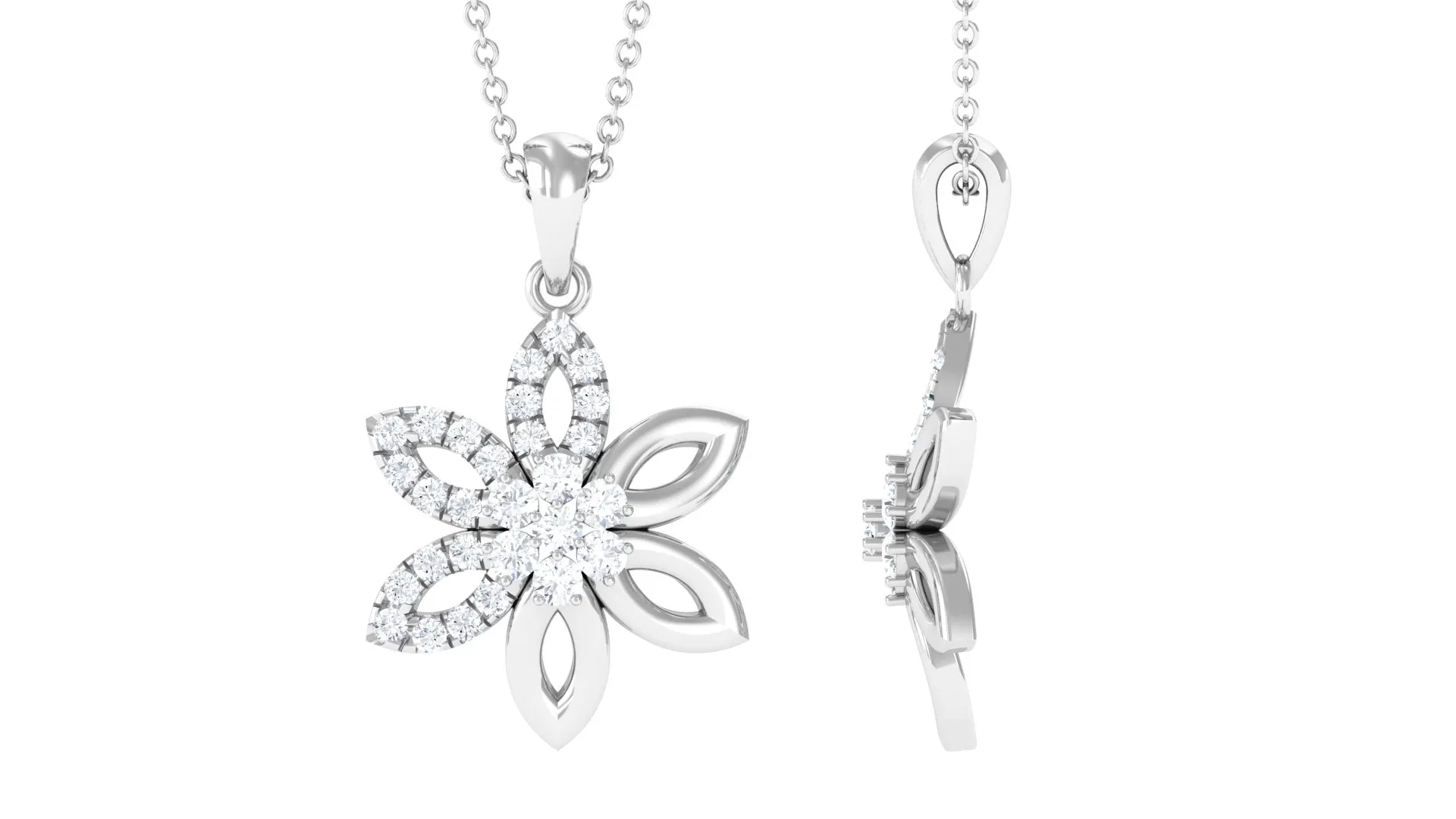 Simple Moissanite Flower Pendant Necklace