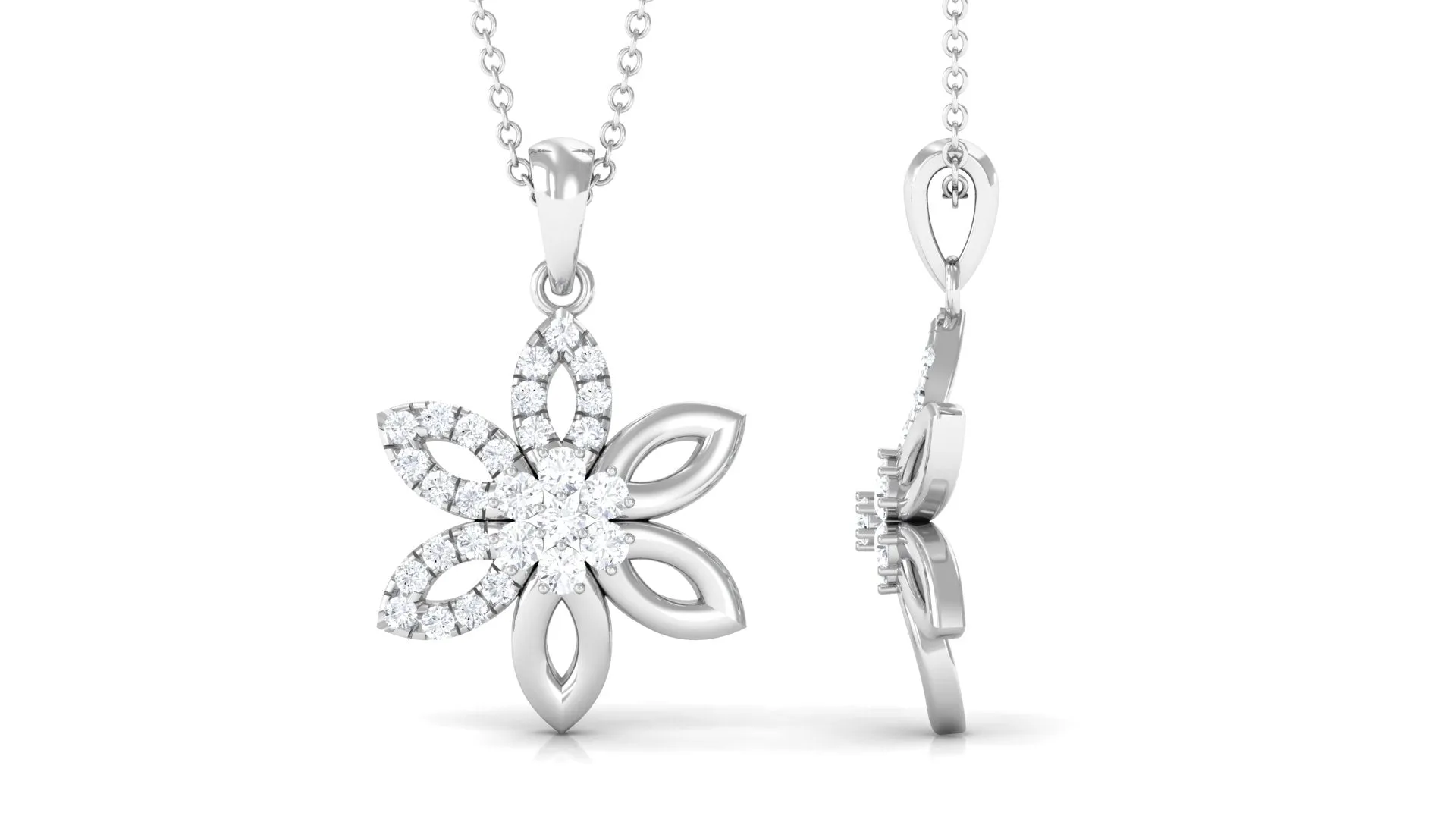 Simple Moissanite Flower Pendant Necklace