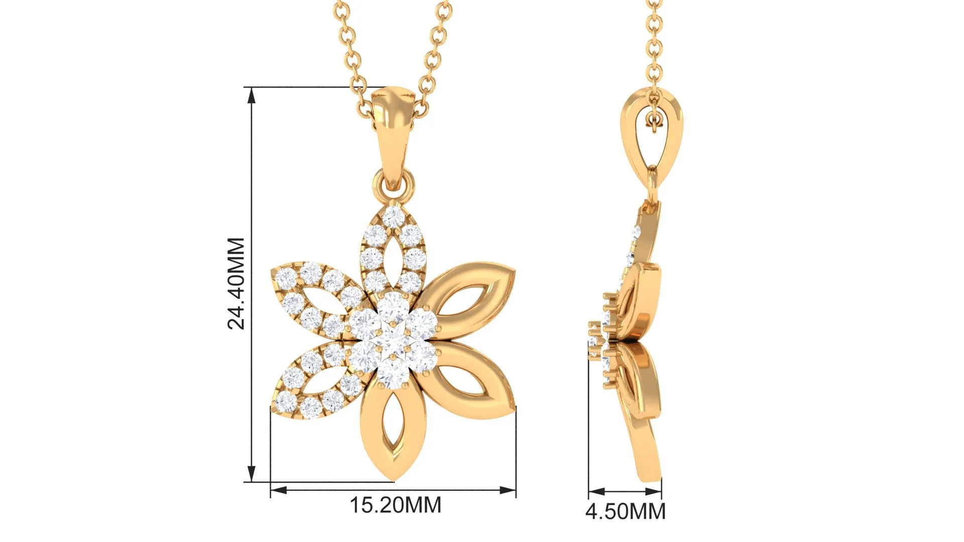 Simple Moissanite Flower Pendant Necklace