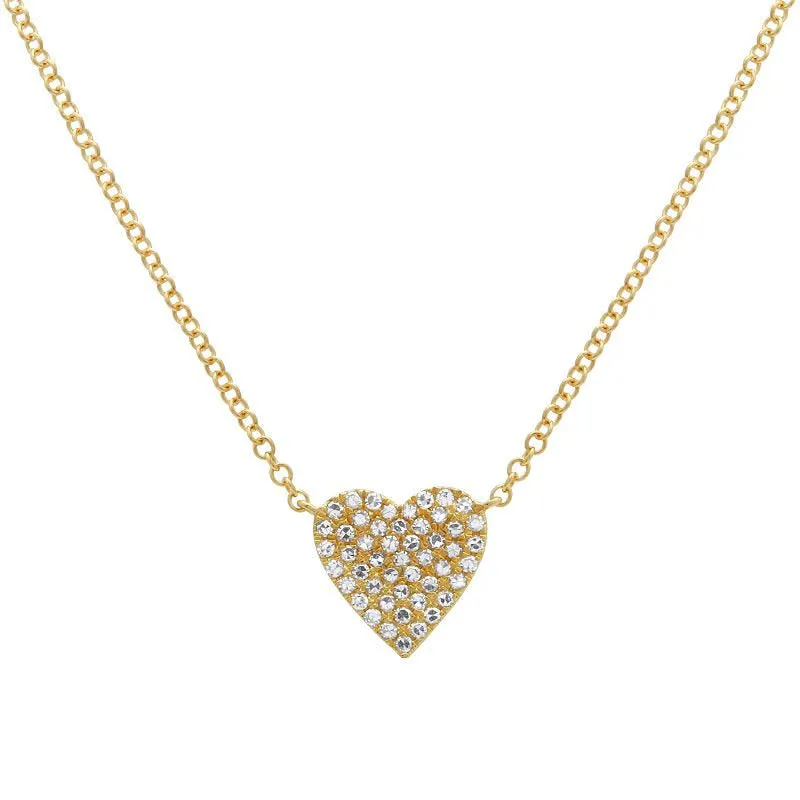 Single Pave Heart Necklace