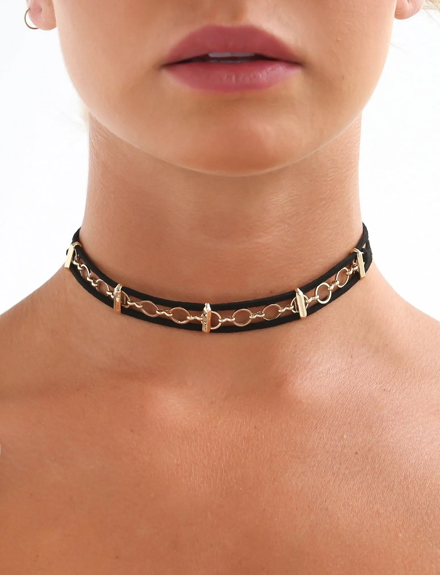 Skip Through Time Choker - Black/Gold