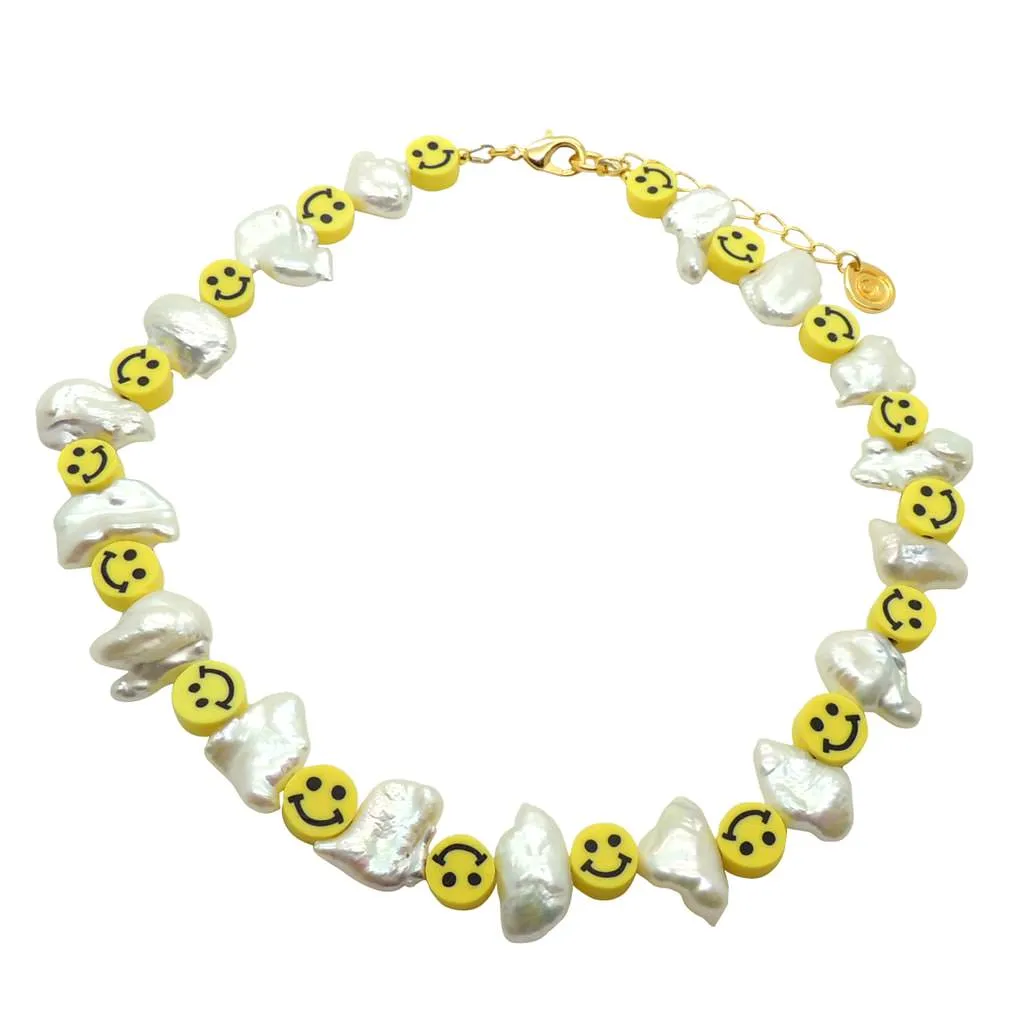 Smiley Charm Freshwater Pearl Choker