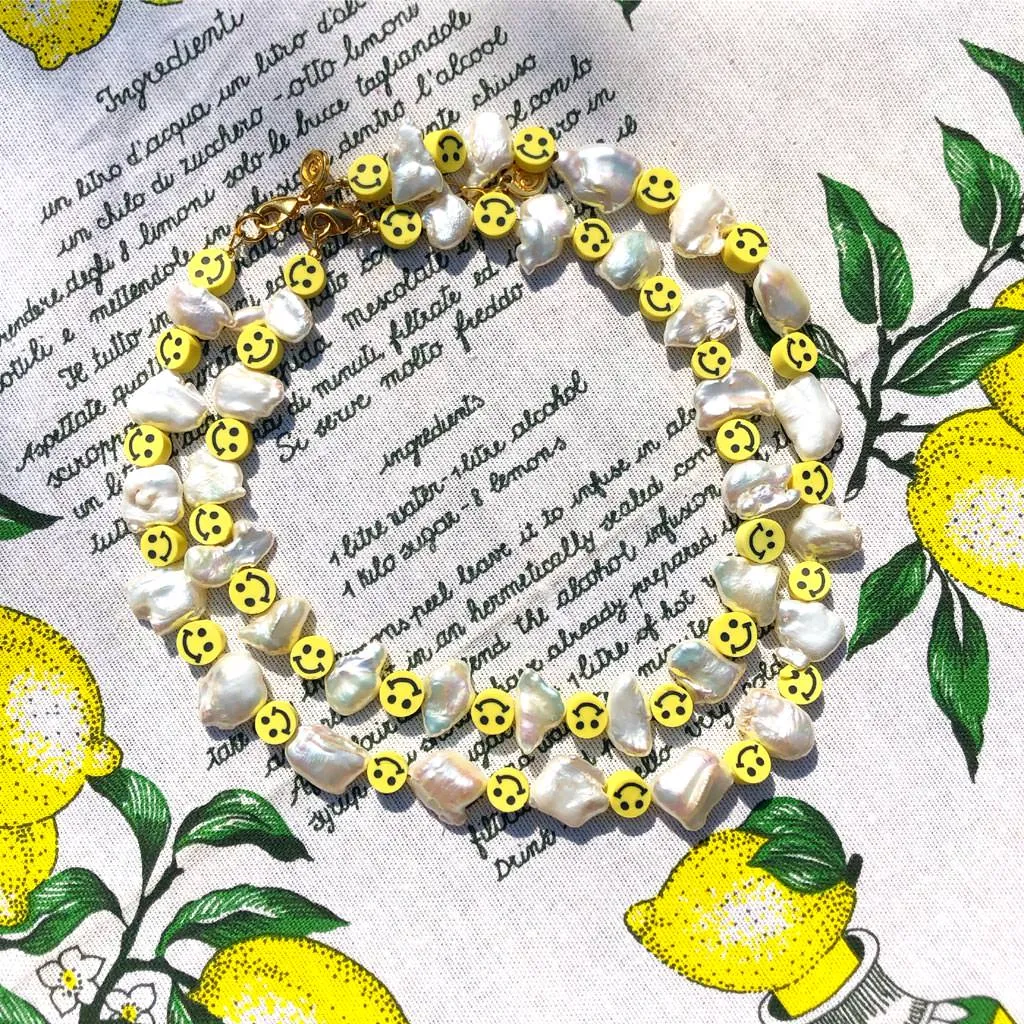 Smiley Charm Freshwater Pearl Choker