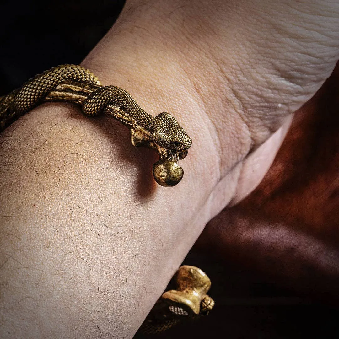 Snake Cuff Bracelet: Brass &  Silver / 7"