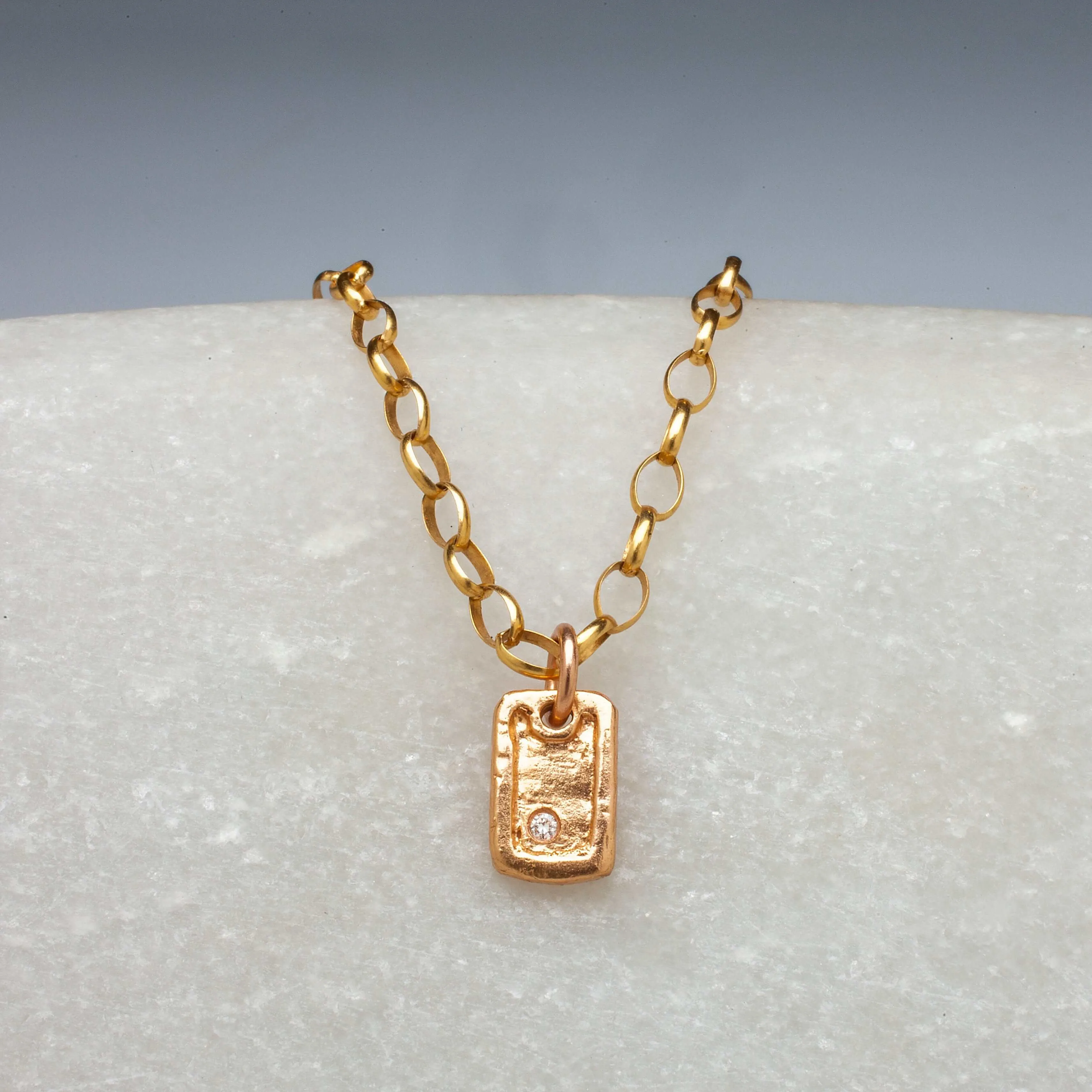 Solid Gold Dog Tag with Diamonds Signature Piece