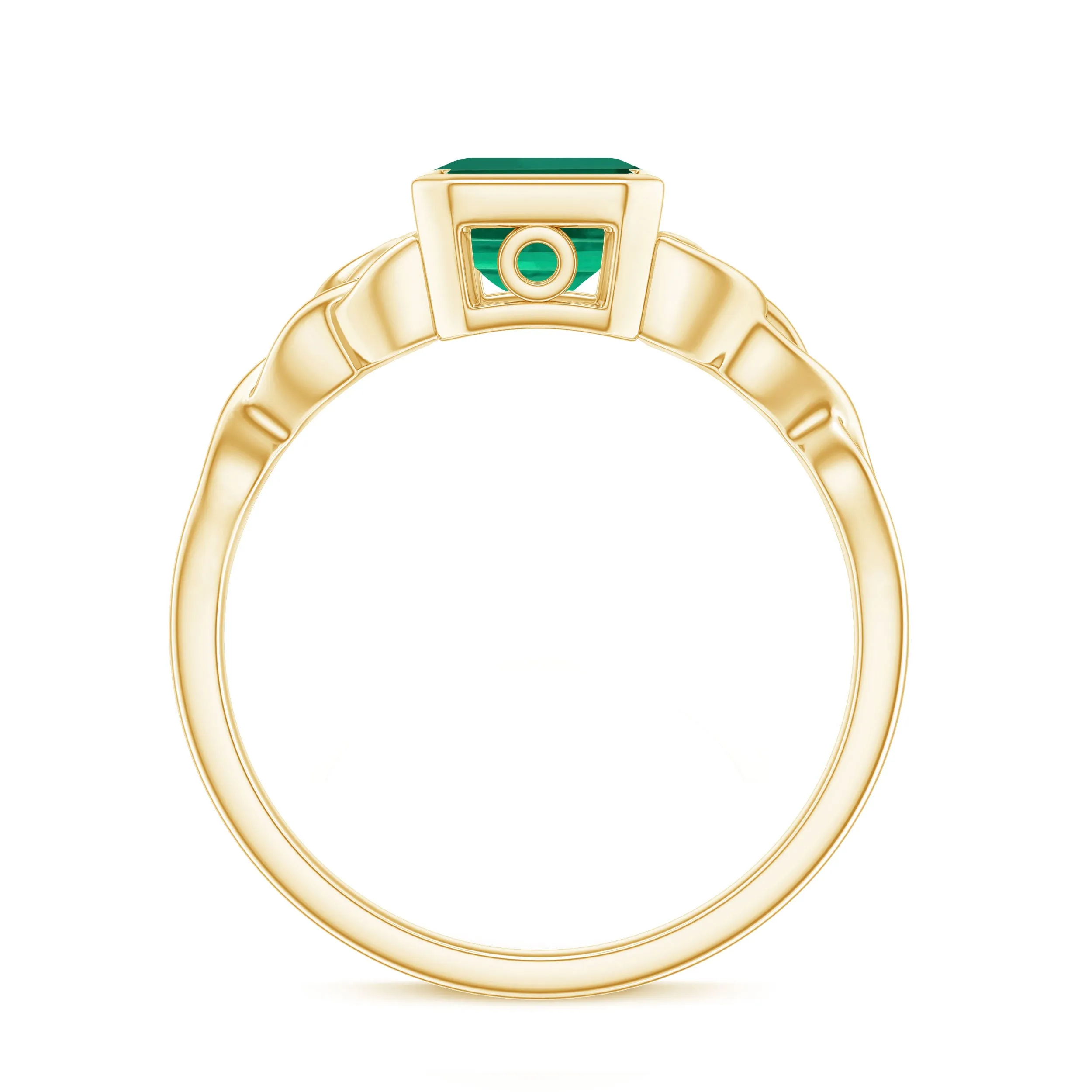 Solitaire Created Emerald Celtic Engagement Ring