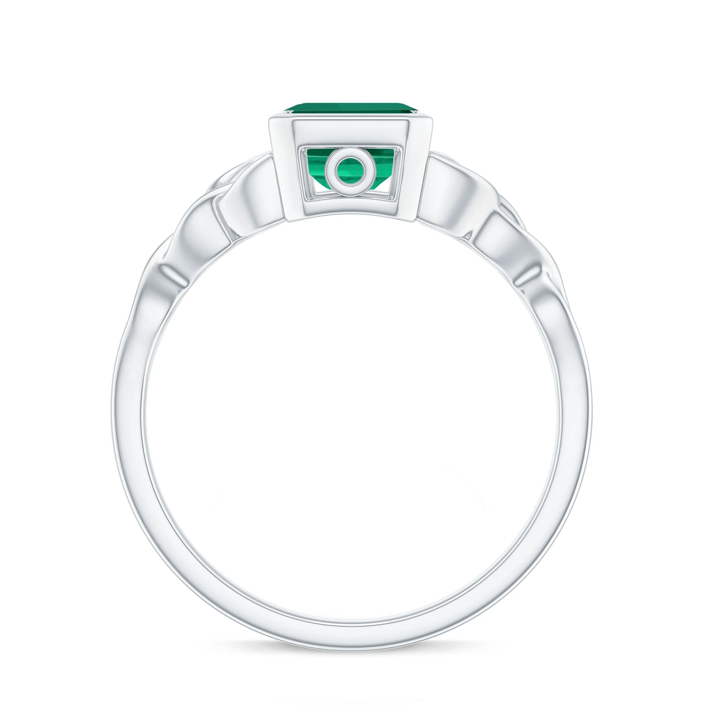 Solitaire Created Emerald Celtic Engagement Ring