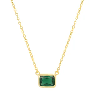 SOLITAIRE EMERALD NECKLACE, GREEN