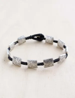 Square Etched Leaves Alloy Bracelet