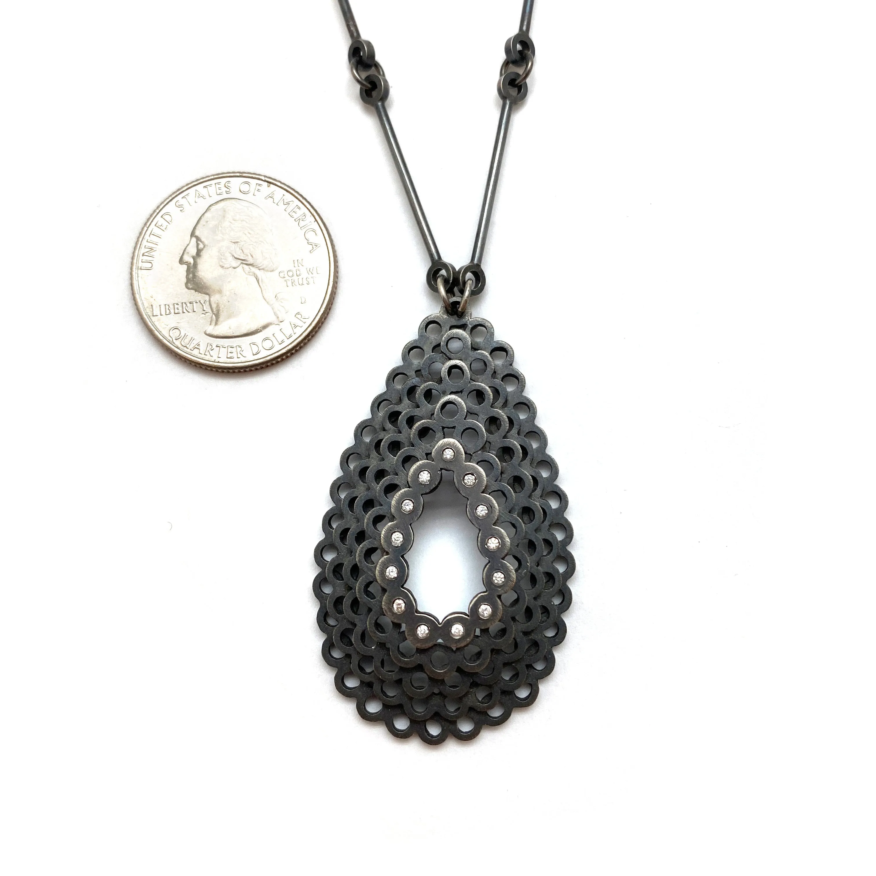 Stacked Diamond Teardrop Necklace