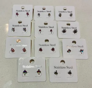 Stainless Steel Stud Earrings Screwback- Assorted