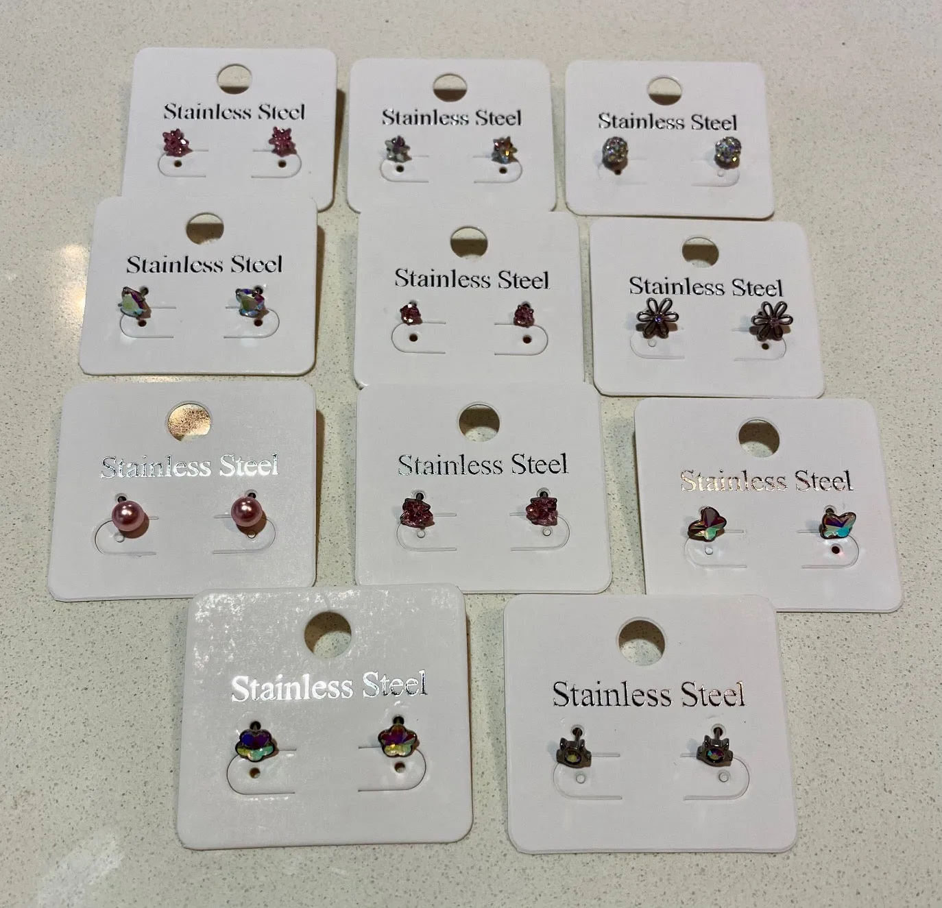 Stainless Steel Stud Earrings Screwback- Assorted