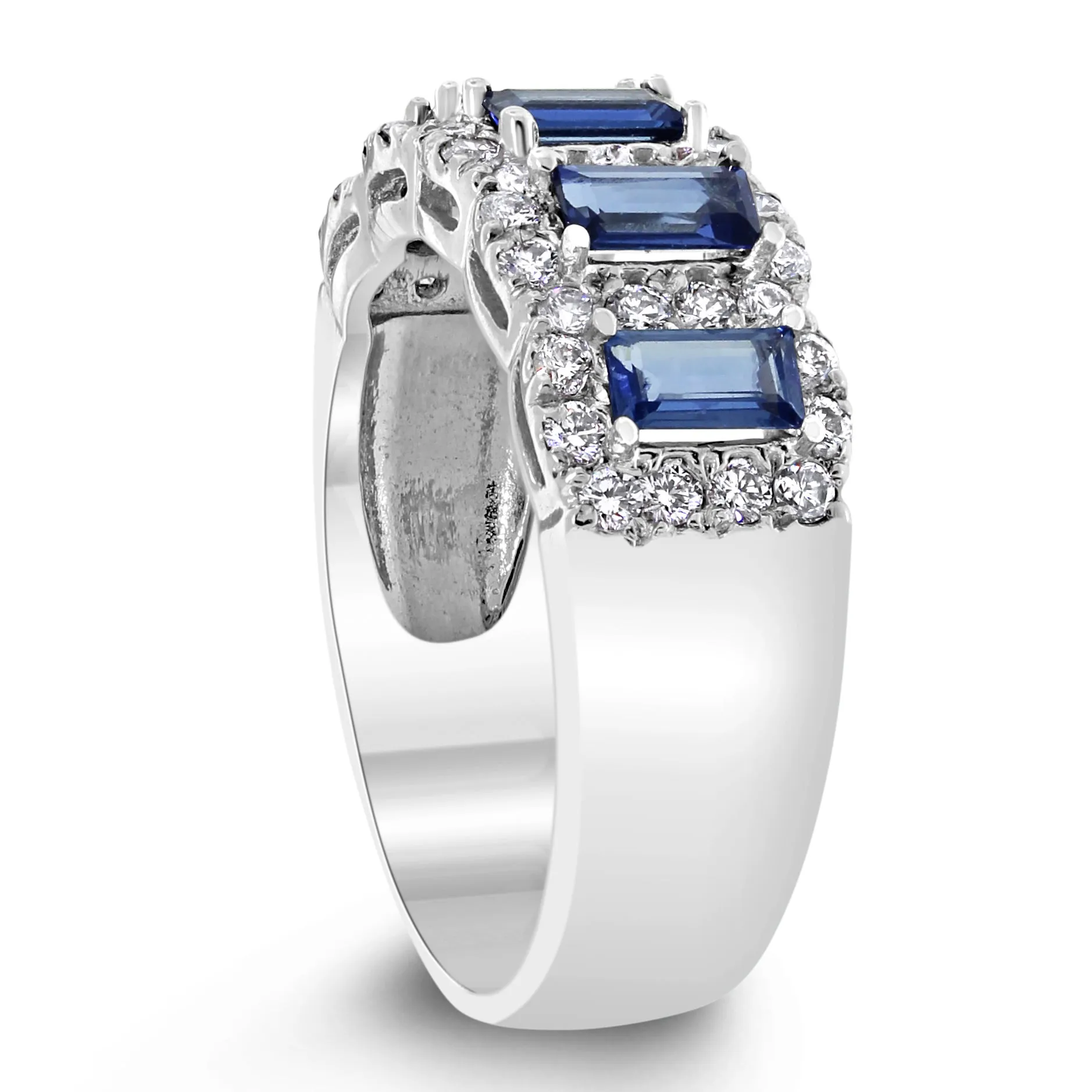 Starry Night Sapphire & Diamond Band (1.73 ct Diamonds & Sapphires) in White Gold