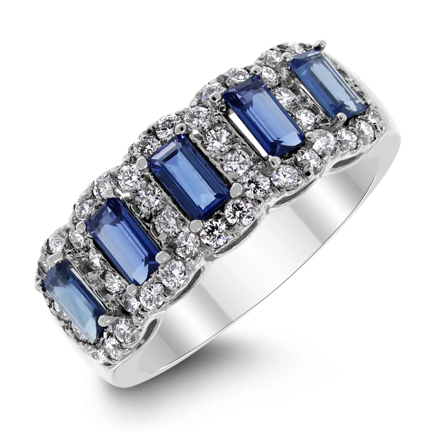 Starry Night Sapphire & Diamond Band (1.73 ct Diamonds & Sapphires) in White Gold