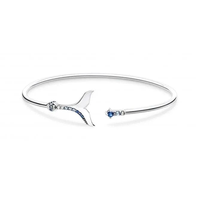 Sterling Silver Tail Fin Blue Stones Bangle AR109-644-1