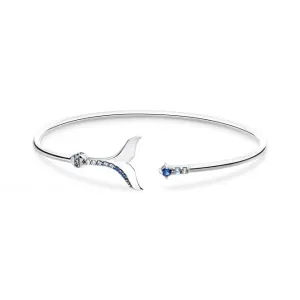 Sterling Silver Tail Fin Blue Stones Bangle AR109-644-1