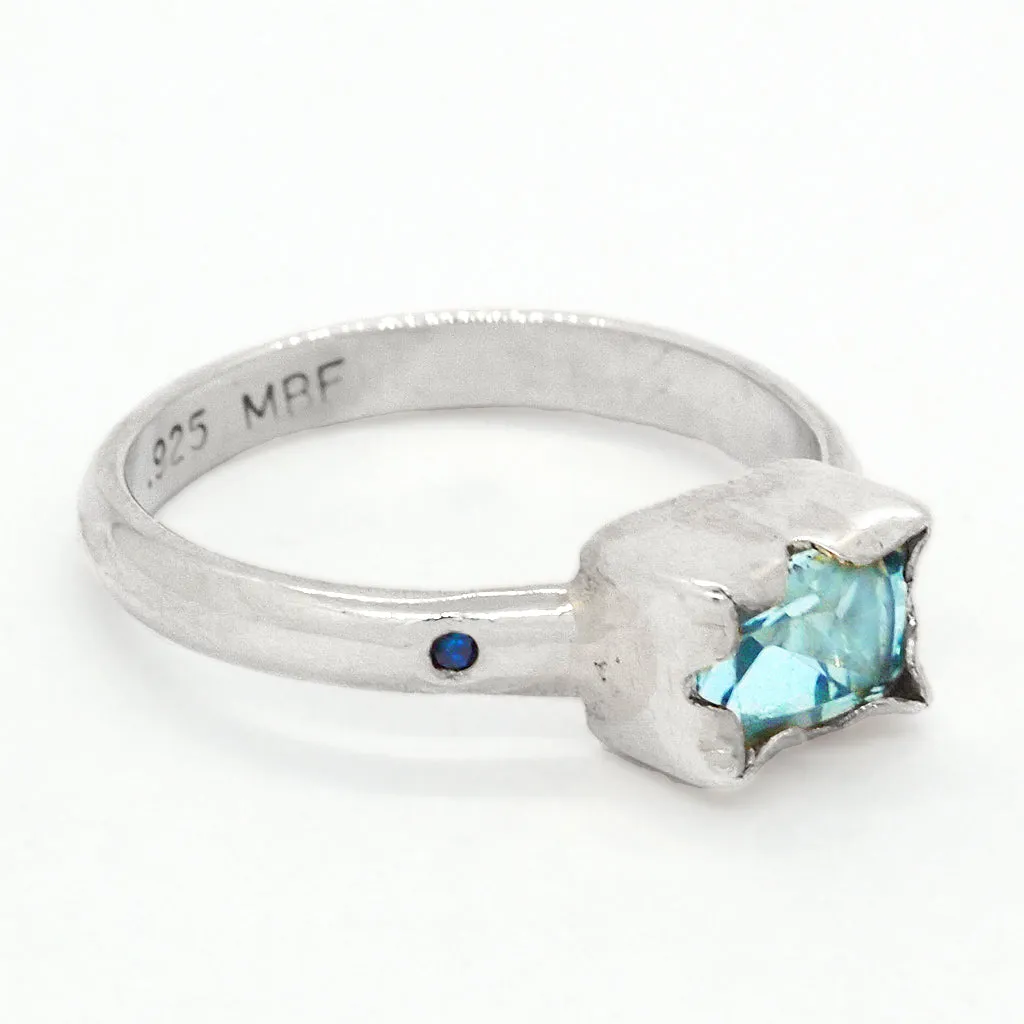 Swiss Blue Topaz & Diamonds Ring (size 7)