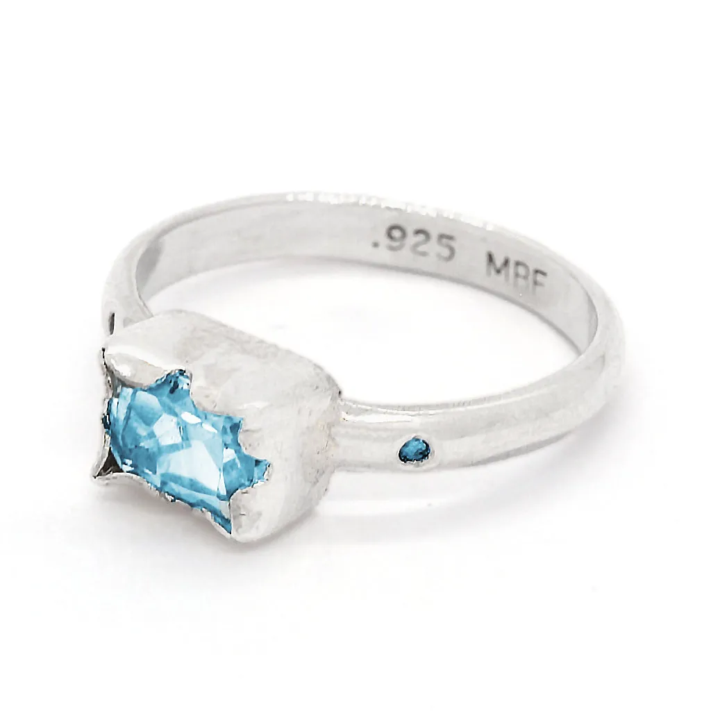 Swiss Blue Topaz & Diamonds Ring (size 7)