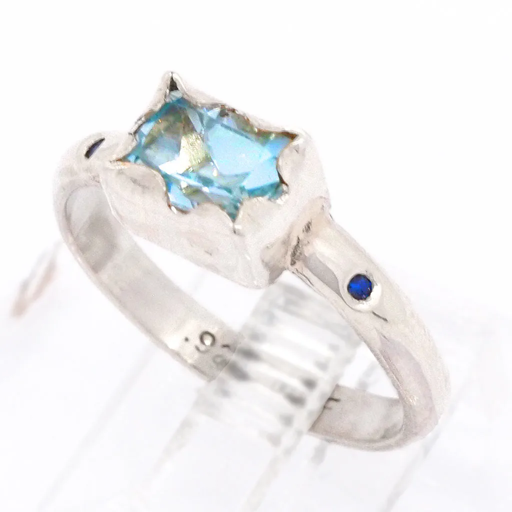 Swiss Blue Topaz & Diamonds Ring (size 7)