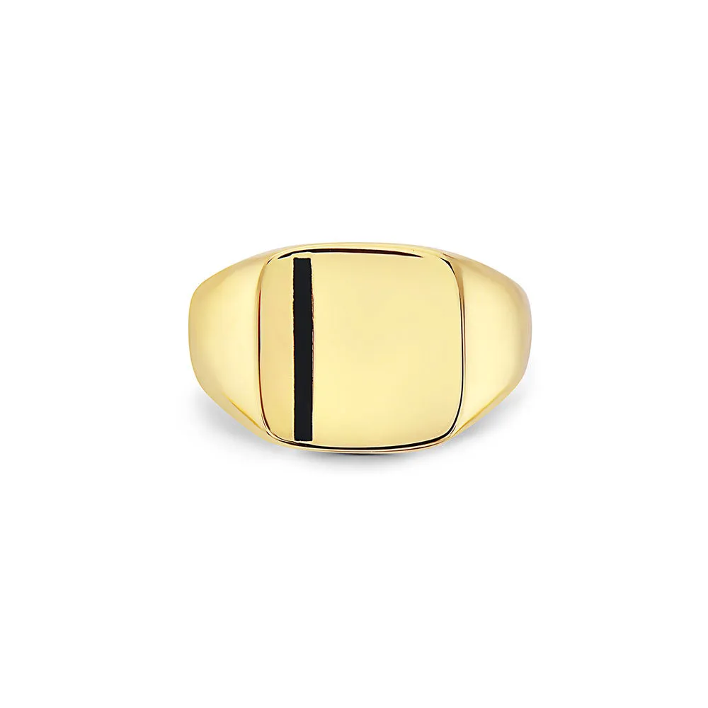 The Trixie Ring - JOEY ZAUZIG SQUARE MINIMAL BLACK BAR SIGNET RING