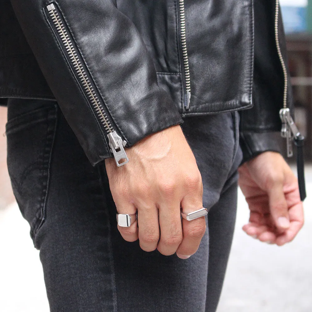 The Trixie Ring - JOEY ZAUZIG SQUARE MINIMAL BLACK BAR SIGNET RING