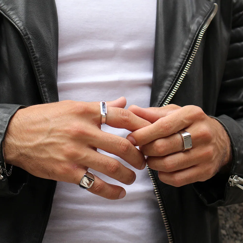 The Trixie Ring - JOEY ZAUZIG SQUARE MINIMAL BLACK BAR SIGNET RING