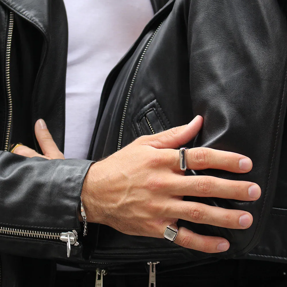 The Trixie Ring - JOEY ZAUZIG SQUARE MINIMAL BLACK BAR SIGNET RING