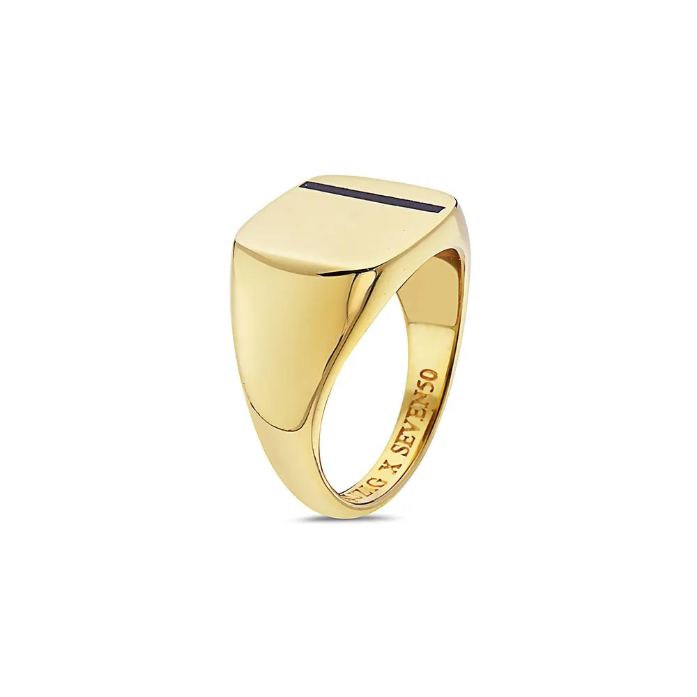 The Trixie Ring - JOEY ZAUZIG SQUARE MINIMAL BLACK BAR SIGNET RING