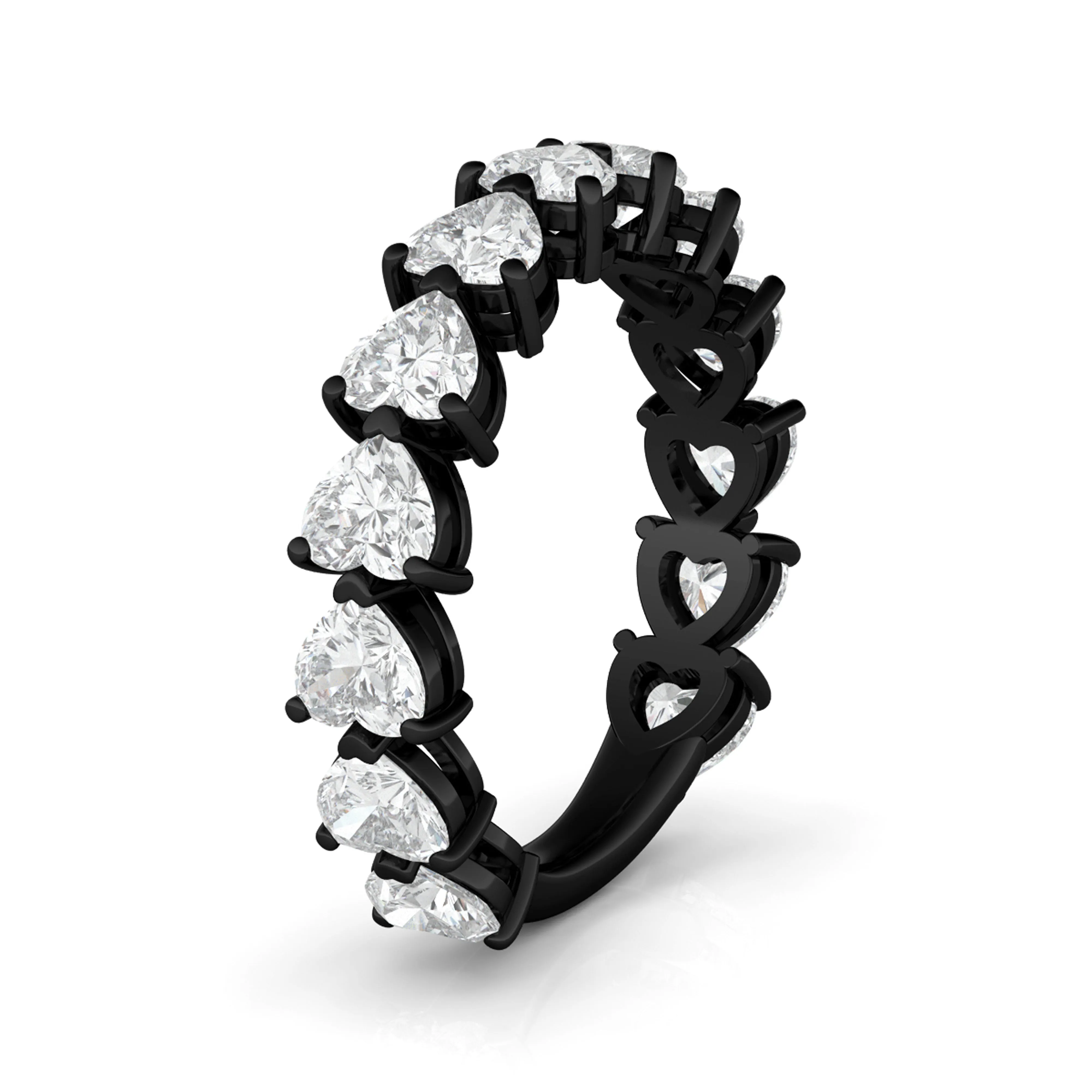 Three-Fourths Band Sideways Heart Diamond Ring