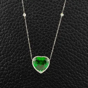 Tsavorite & Diamond Heart Pendant