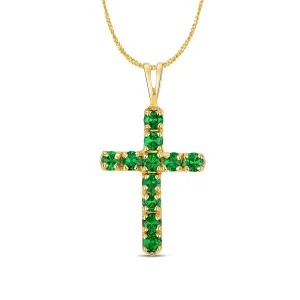 Tsavorite Cross Necklace in Solid Gold