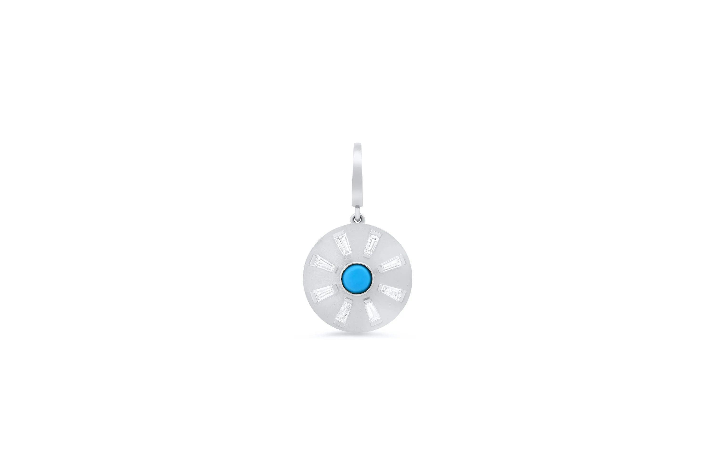 Turquoise Evil Eye With Baguette Ray Disc Charm