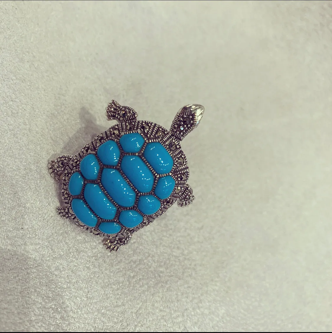 Turquoise silver tortoise ring