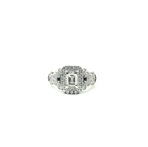 Vera Wang Emerald Cut Natural Diamond Ring with Sapphires