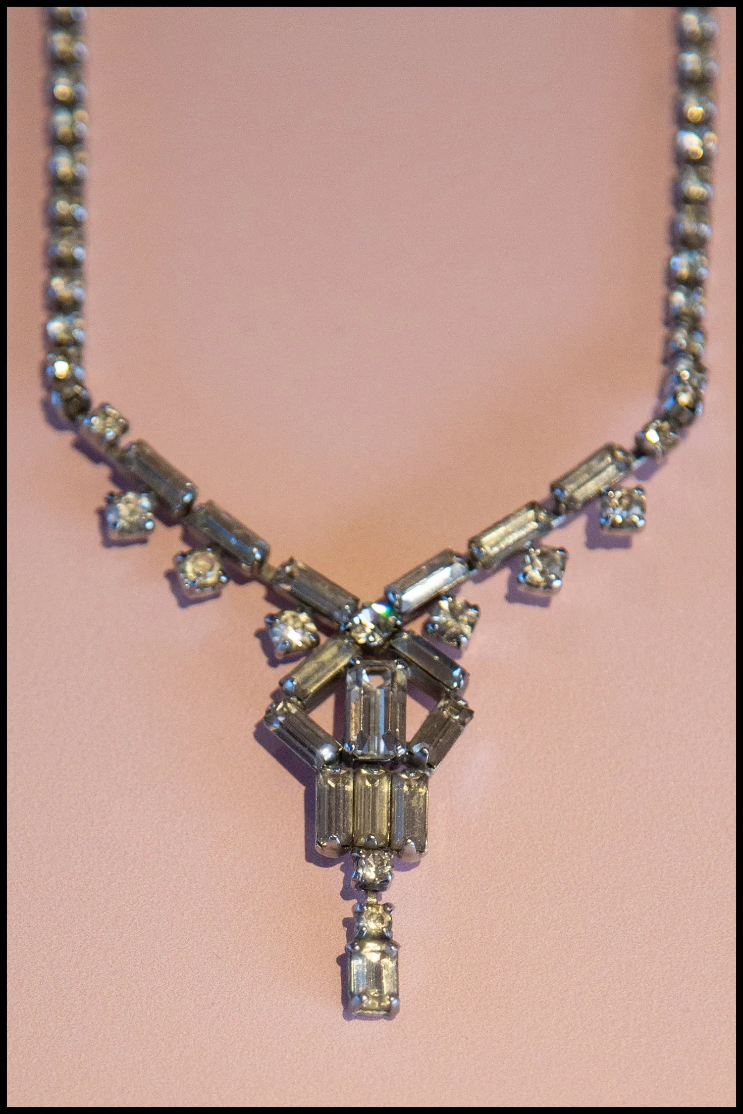 Vintage 1950s Rhinestone Crystal Art Deco Necklace