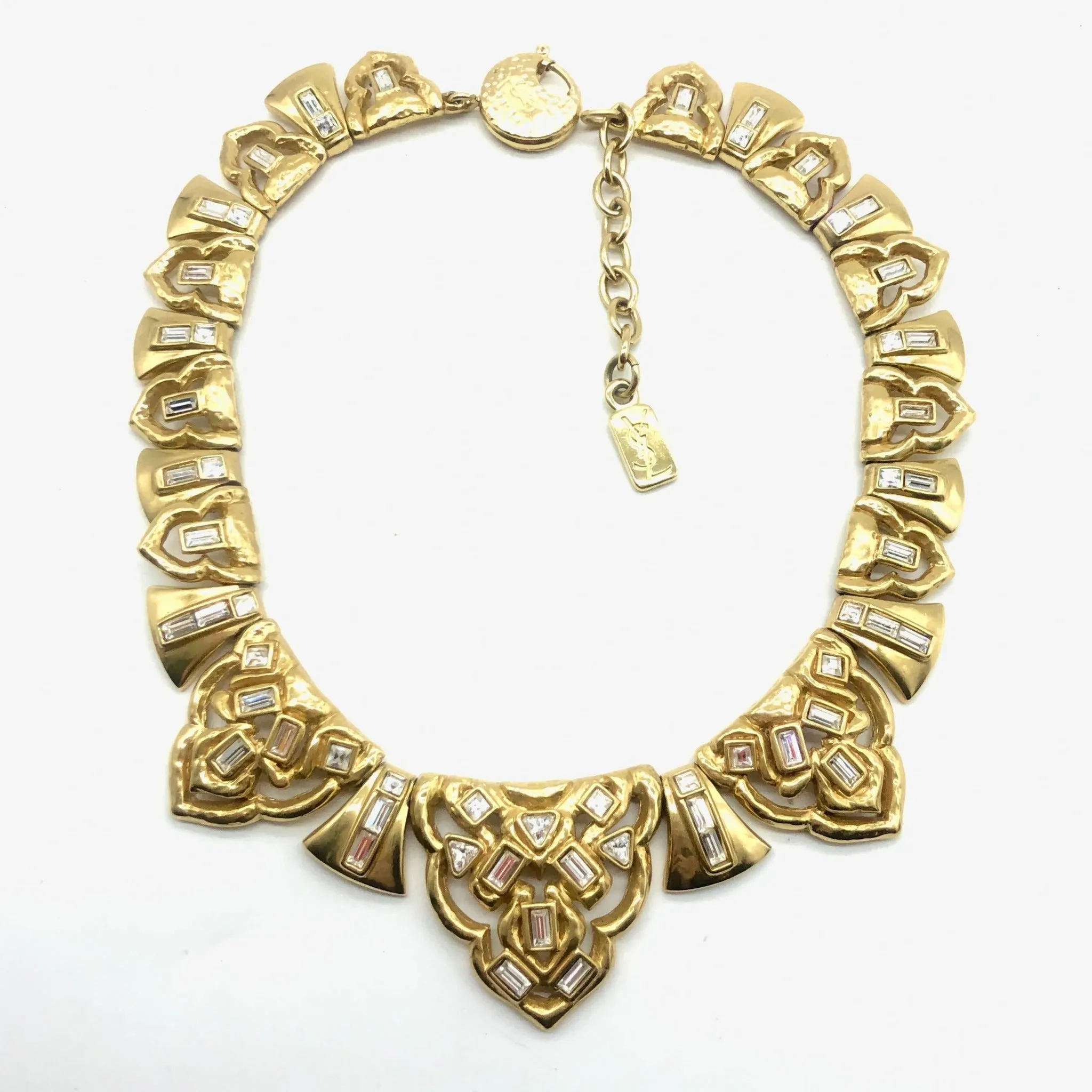 Vintage Yves Saint Laurent Art Deco Necklace with Crystals