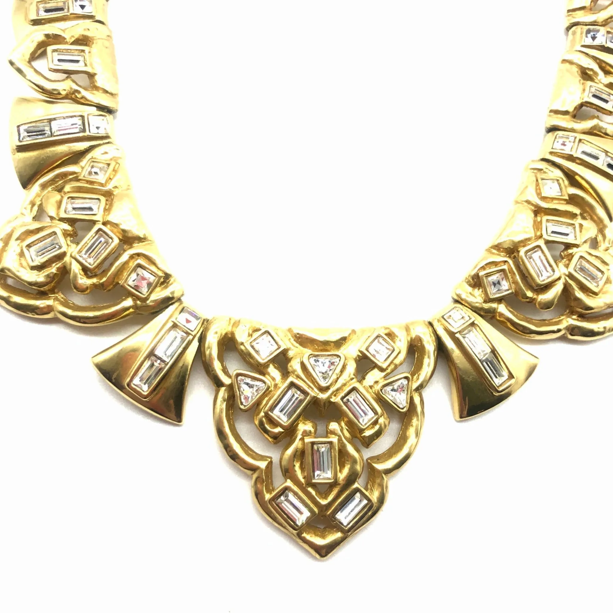 Vintage Yves Saint Laurent Art Deco Necklace with Crystals