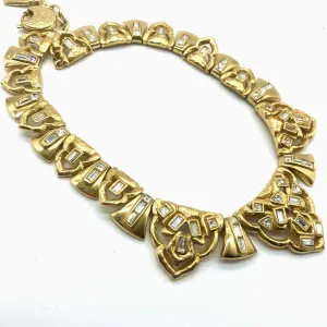 Vintage Yves Saint Laurent Art Deco Necklace with Crystals