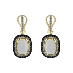 White Onyx, Diamond and Spinel Halo Earrings