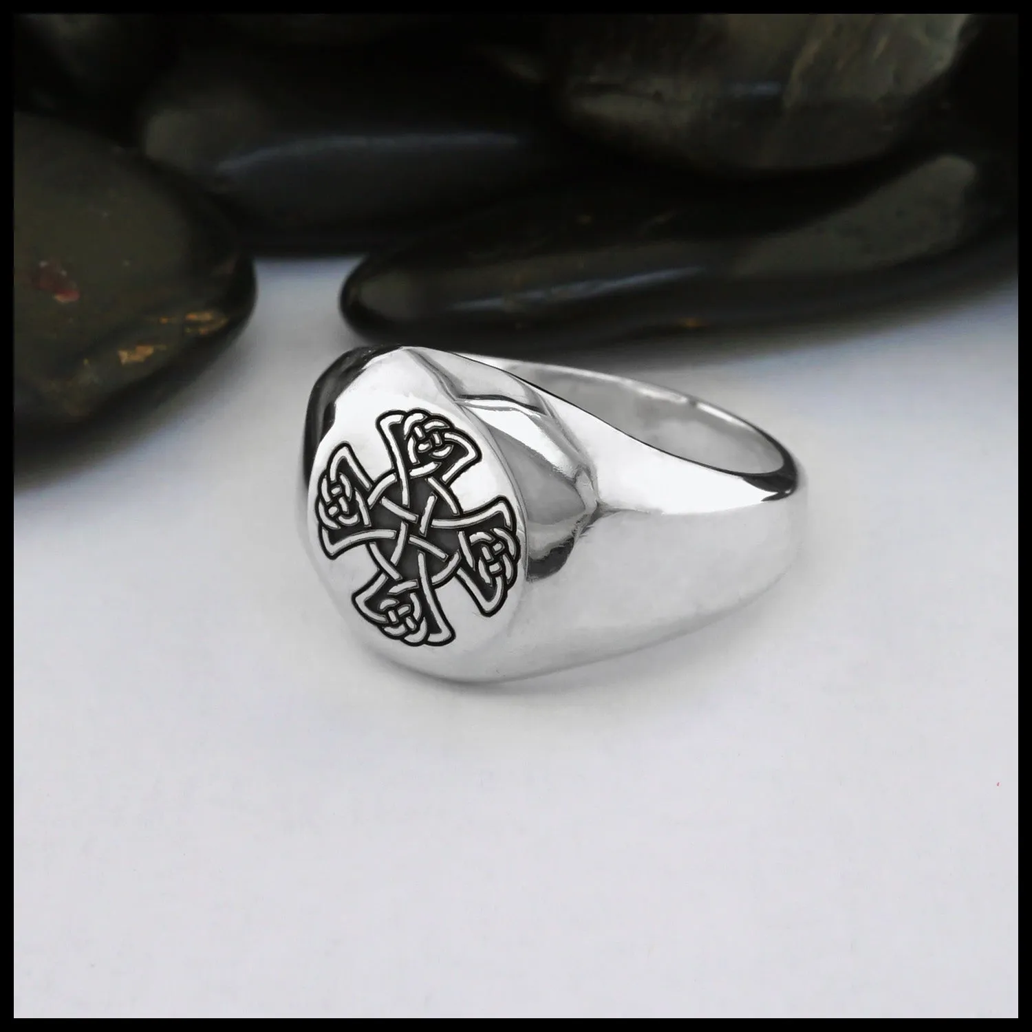 Wide Celtic Cross Signet Ring